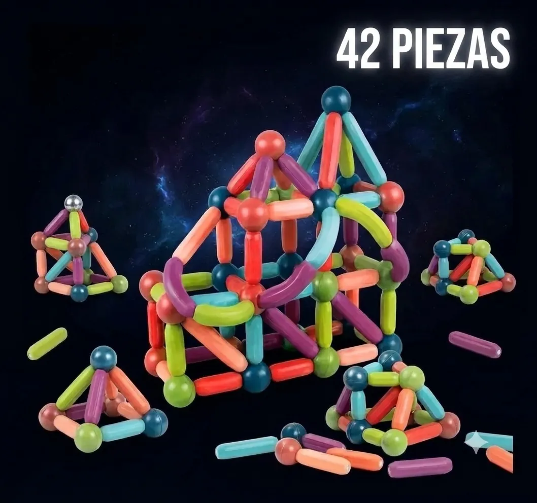 Bloques Construcción 42 Piezas Magnéticas Educativo